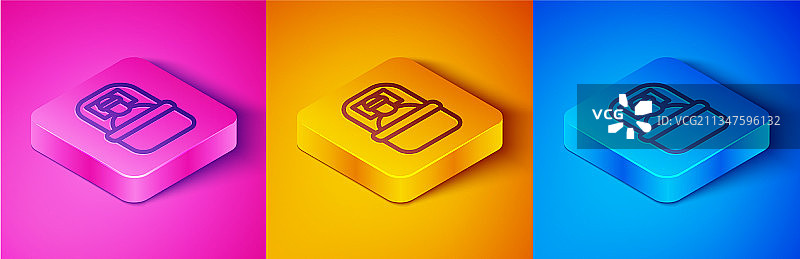 2.5D线条睡袋粉色背景图标图片素材