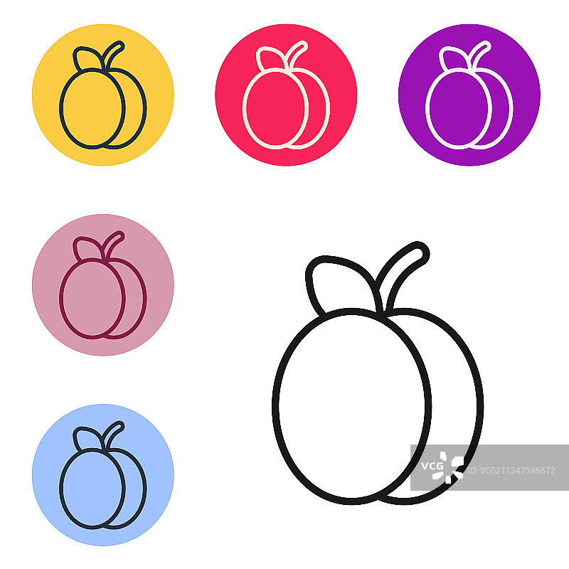 白色背景上的黑线李子图标图片素材
