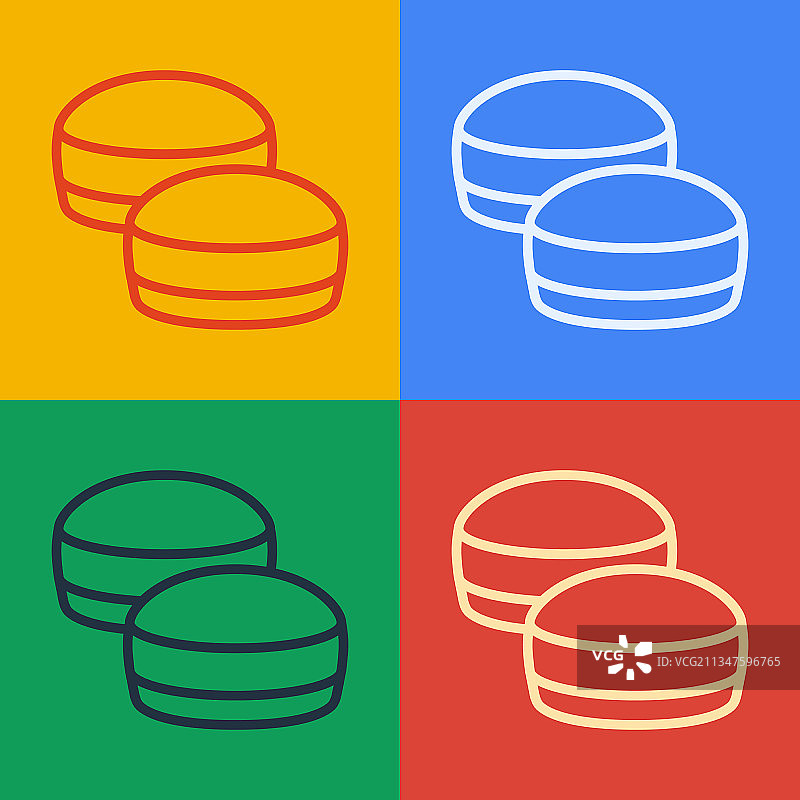 波普艺术风格马卡龙饼干彩色图标图片素材