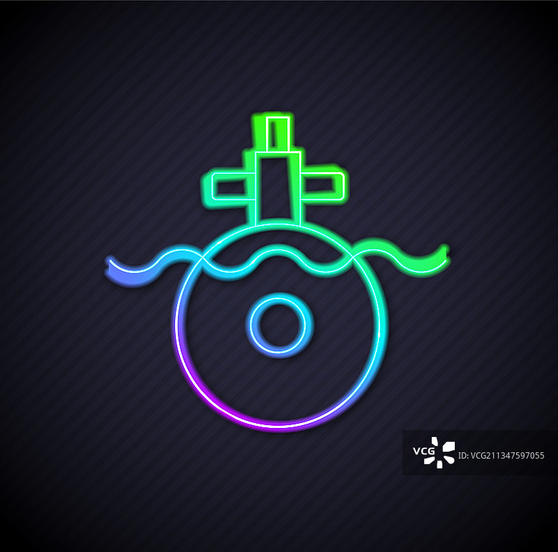 霓虹线条潜艇图标，黑色背景图片素材