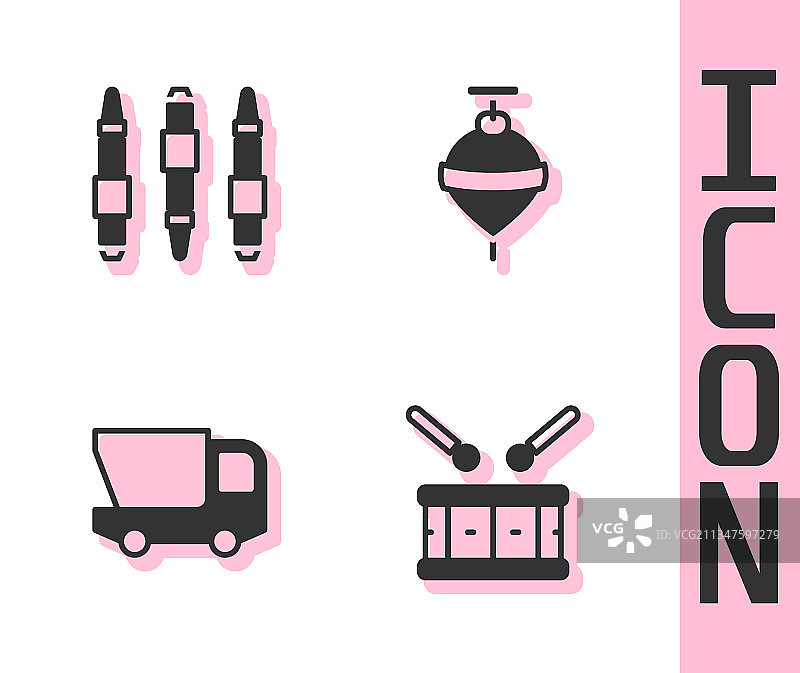 鼓鼓槌记号笔玩具卡车套装图片素材