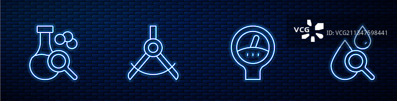 仪表、刻度盘、试管、圆规等线条元素图片素材