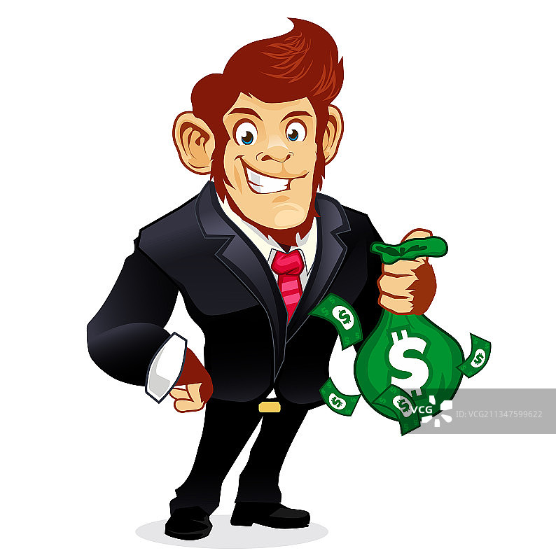 卡通猴子警官吉祥物图片素材