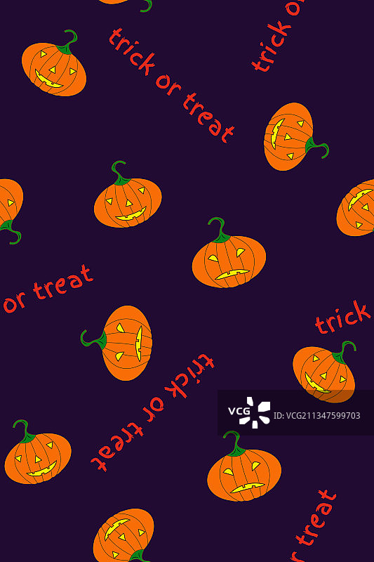 万圣节无缝图案“不给糖就捣蛋”图片素材