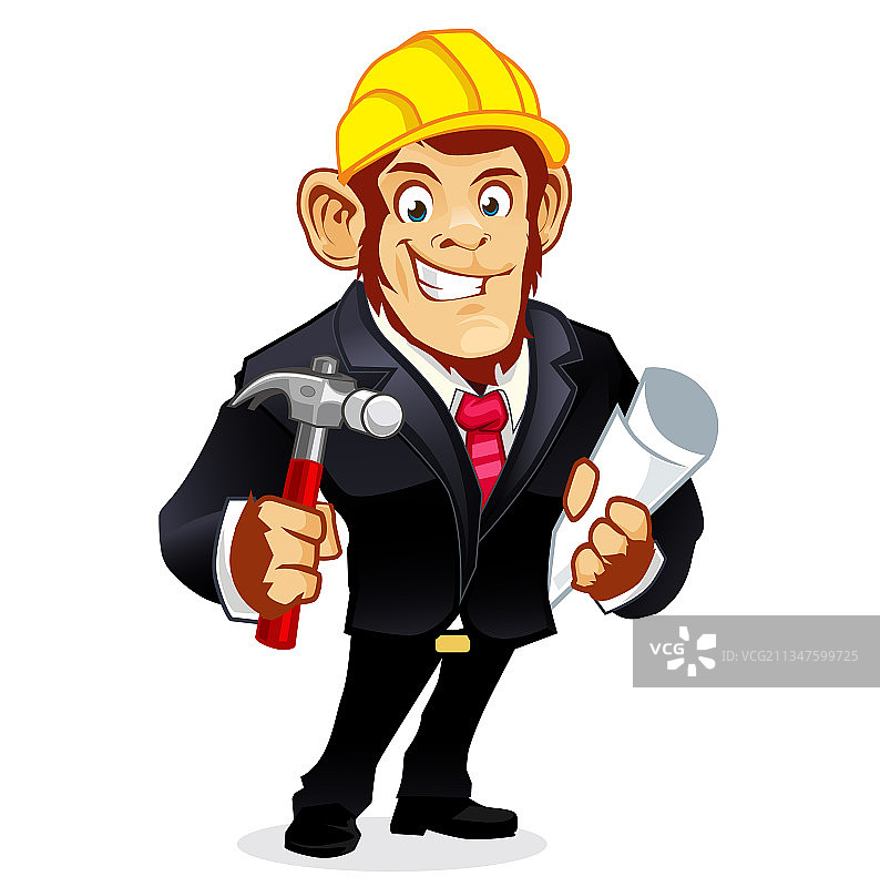 卡通猴子警官吉祥物图片素材