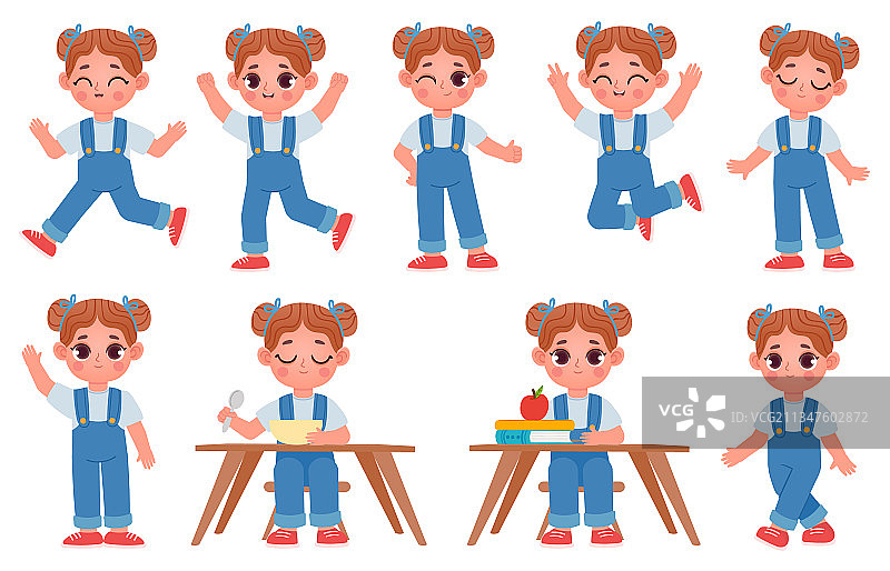 卡通儿童女孩角色姿势图片素材