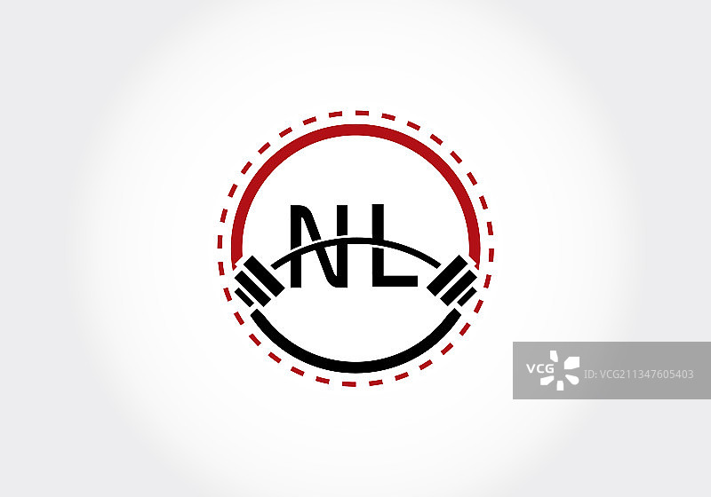 字母NL举重杠铃标志图片素材