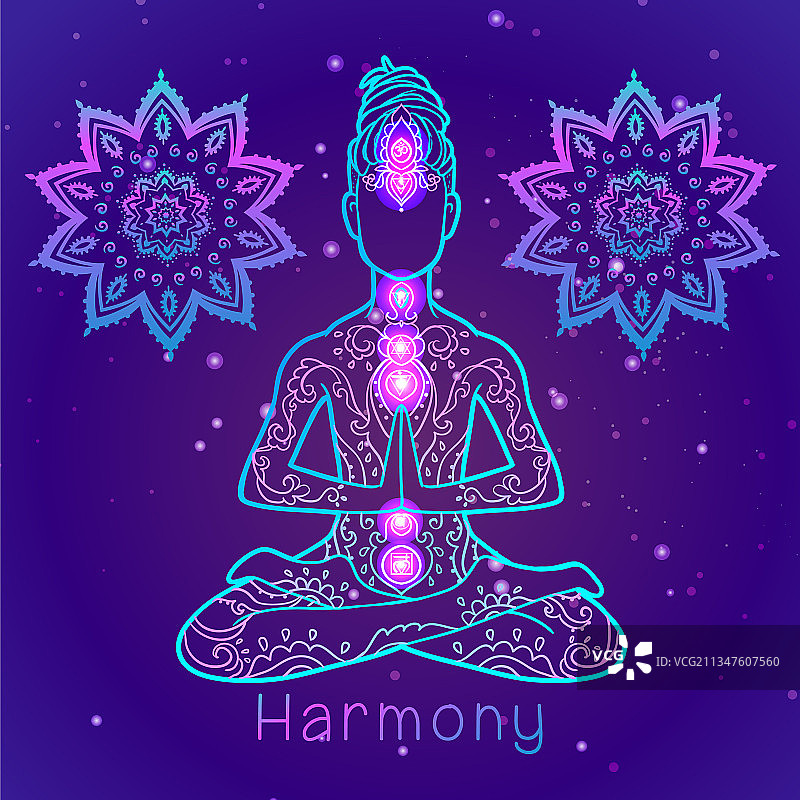 具精美装饰的脏辫瑜伽男子图片素材