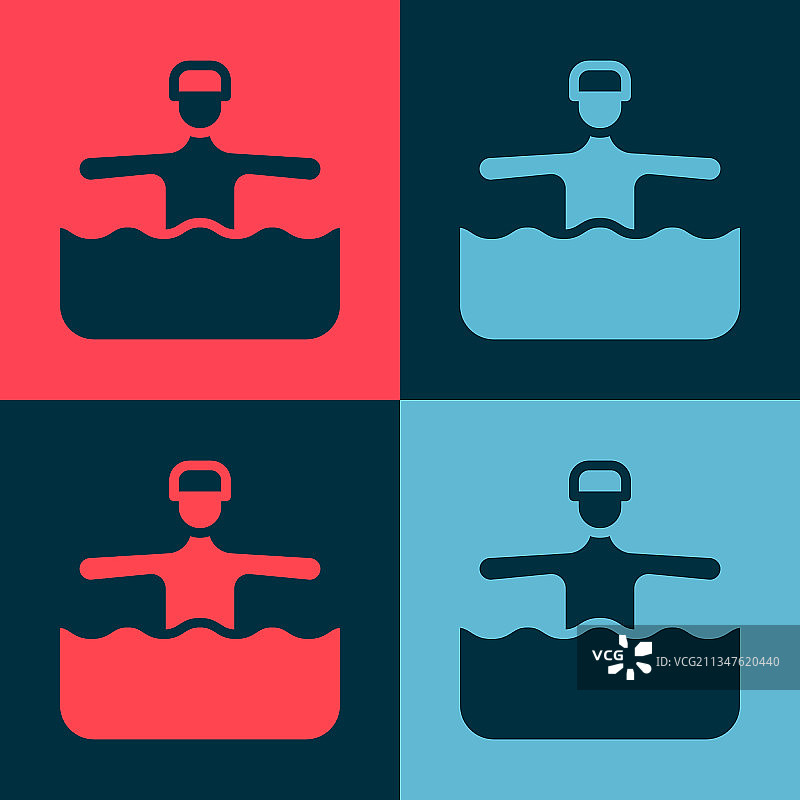 彩色背景上的波普艺术水上体操图标图片素材