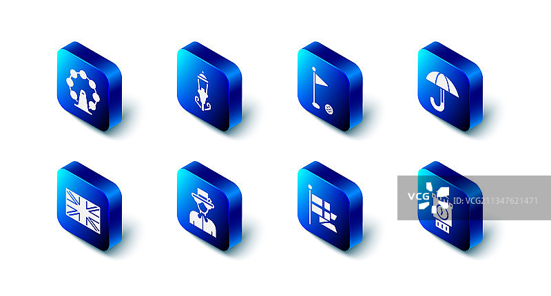 复古街灯高尔夫旗帜雨伞套装图片素材