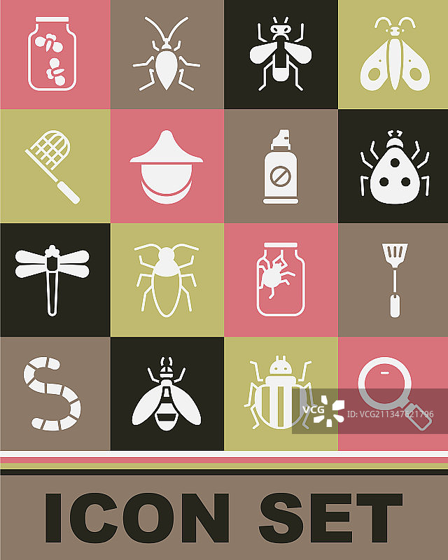 放大镜、苍蝇拍、瓢虫和昆虫图片素材