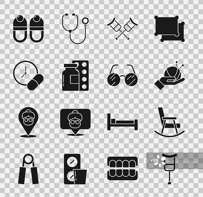 拐杖、摇椅和毛线球图片素材