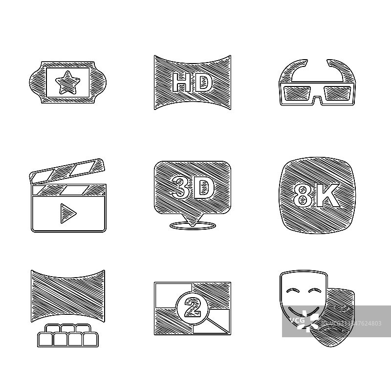 3D文字旧电影倒计时框架图片素材