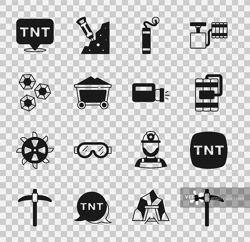 煤矿手推车宝石炸药镐图片素材