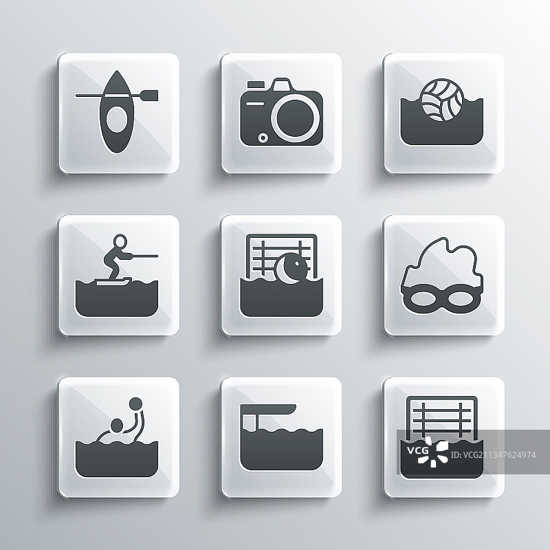 跳水板或跳板水球套装图片素材