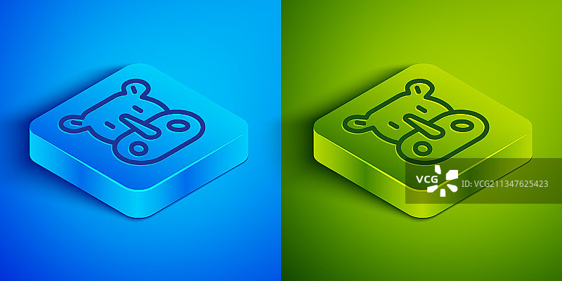 2.5D线条犀牛图标，蓝色背景图片素材