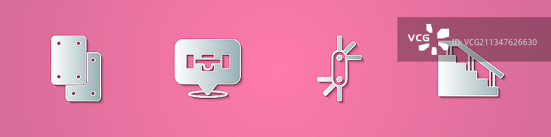 剪纸护膝滑板轮工具套装图片素材