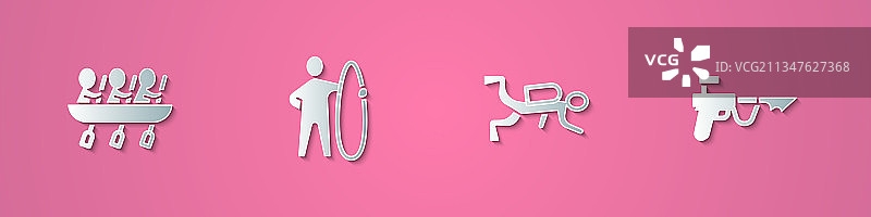 纸质独木舟、赛艇队、运动和冲浪板图片素材