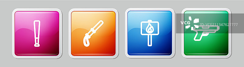 棒球棒警用橡胶警棍线条合集图片素材