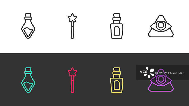魔法药水瓶线条素材图片素材