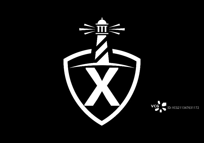 X字母logo盾牌单字母标志图片素材
