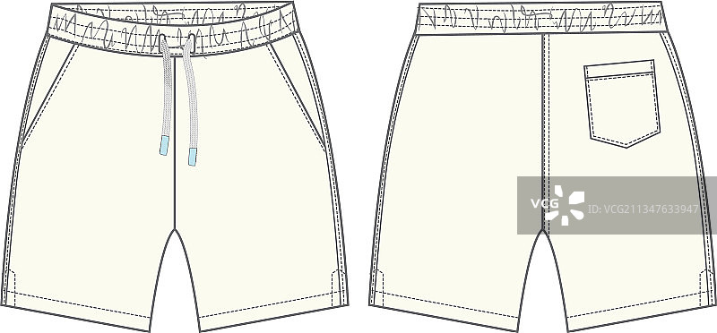 男孩运动短裤时尚扁平款式图图片素材