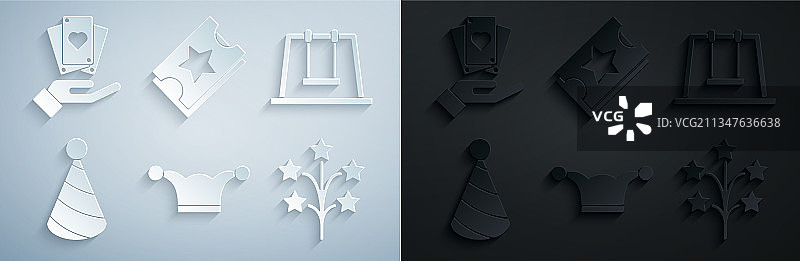 小丑帽、铃铛、秋千派对烟花矢量素材图片素材