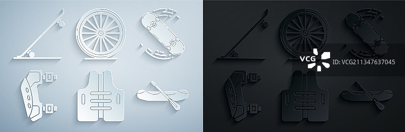 救生衣滑板技巧护膝套装图片素材