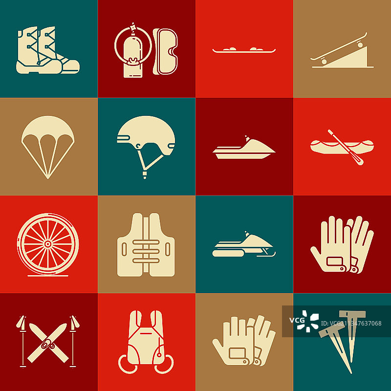 帐篷钉、手套、漂流船素材图片素材