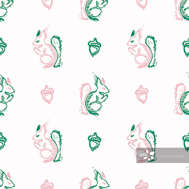 小松鼠涂鸦无缝图案图片素材