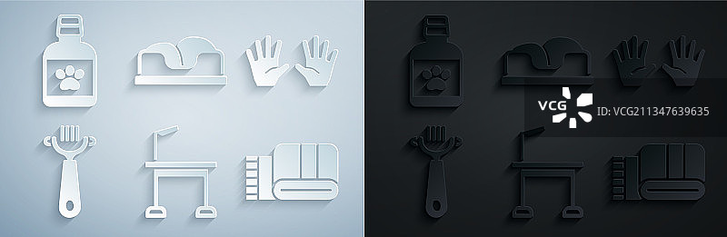 宠物美容台医用橡胶手套套装图片素材