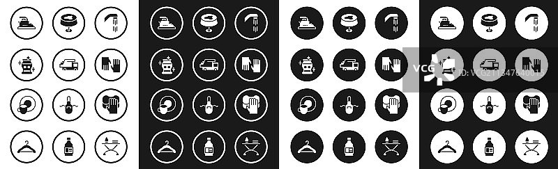 淋浴喷头、垃圾车和干净的花瓶图片素材