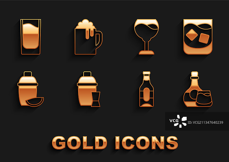 鸡尾酒摇壶威士忌酒杯套装图片素材