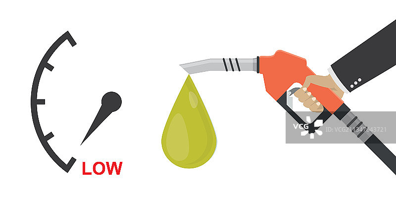 手持燃油泵和油量表的男人图片素材