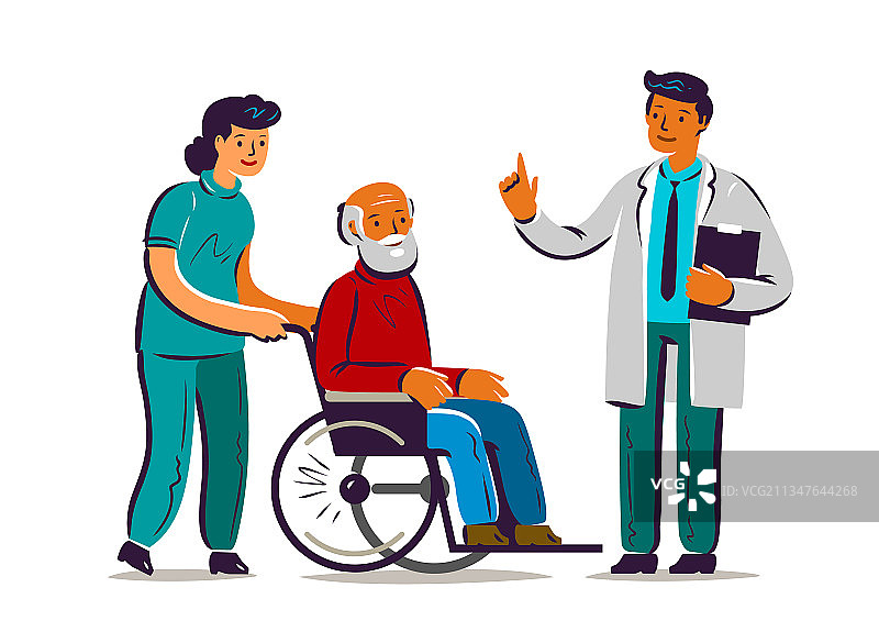 老年护理概念：医护人员与病人图片素材