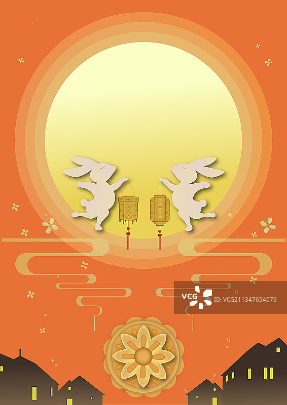 中秋快乐之万家灯火图片素材