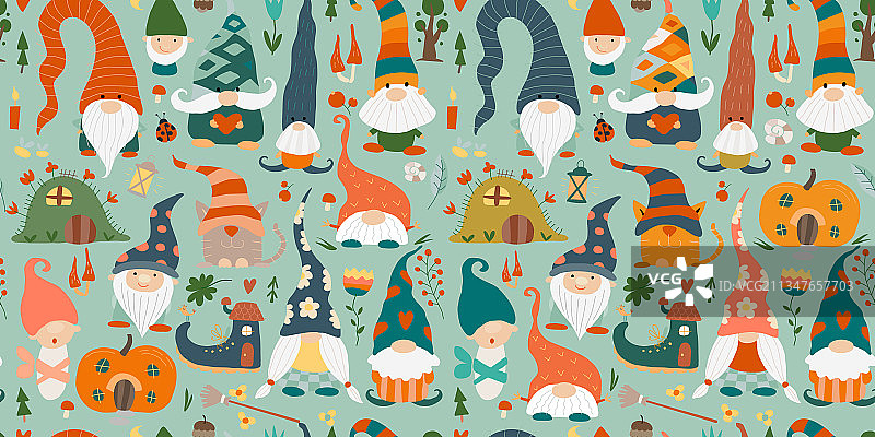 花园小矮人家庭童话人物图片素材