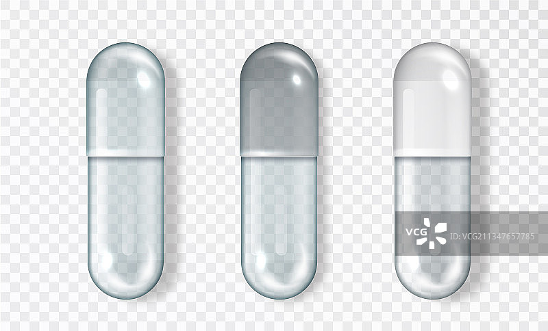 孤立的空玻璃胶囊医疗套装图片素材