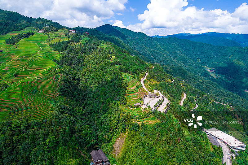 桂林龙胜龙脊风景区风光航拍图片素材