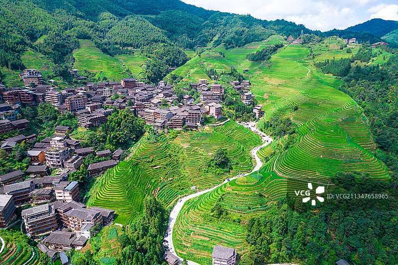 桂林龙胜龙脊风景区风光航拍图片素材