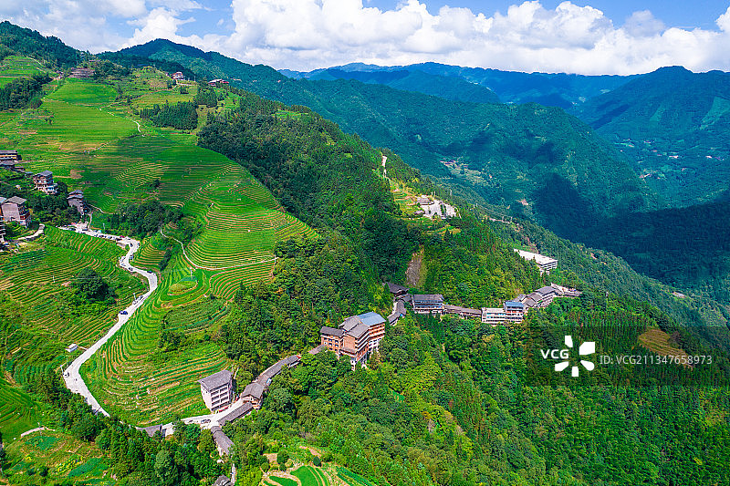 桂林龙胜龙脊风景区风光航拍图片素材