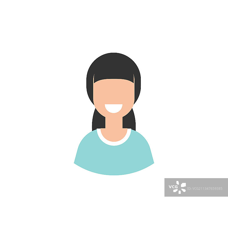 带着微笑的女孩头像，可爱的快乐女人扁平脸图片素材