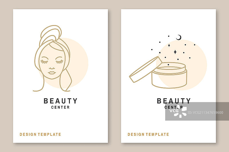 女人面部和化妆品霜logo标签图片素材