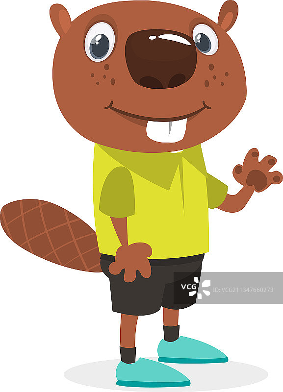 卡通有趣快乐时尚河狸图片素材