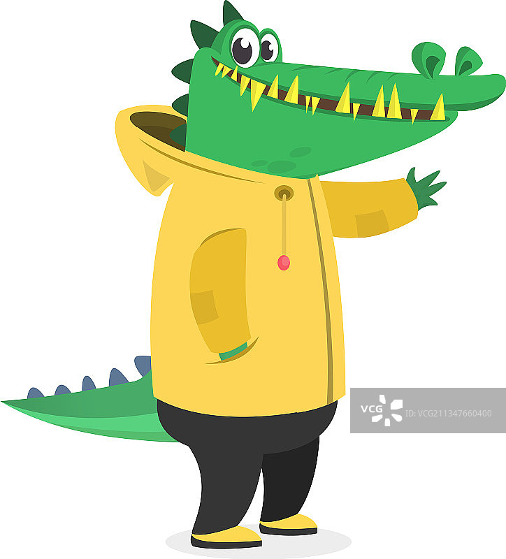 卡通滑稽快乐的黄色鳄鱼图片素材