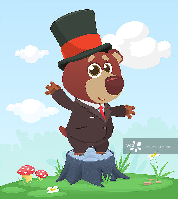 卡通趣味开心站立的狐狸图片素材