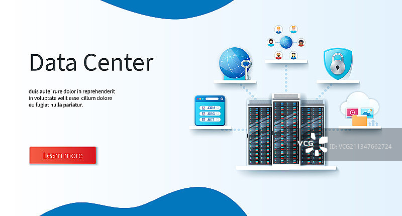 3D风格数据中心着陆页模板图片素材