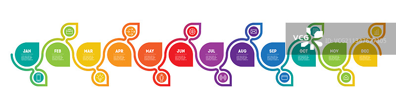 12个月时间轴的明亮日历图片素材