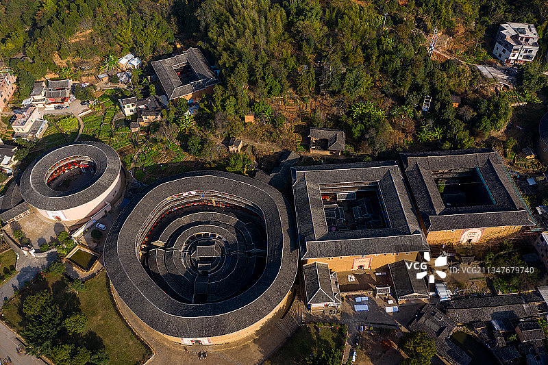 福建龙岩土楼围屋图片素材