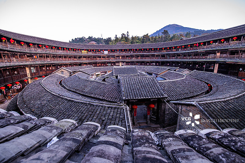 福建龙岩土楼围屋图片素材